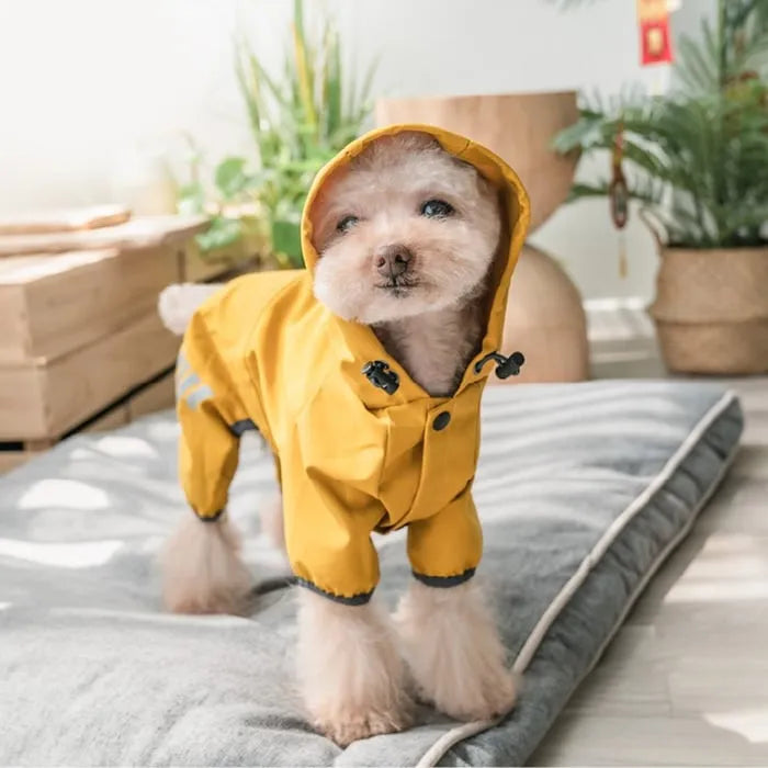 Dog Hooded Reflective Raincoat