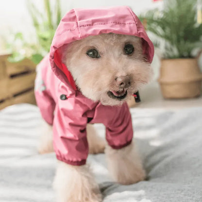 Dog Hooded Reflective Raincoat